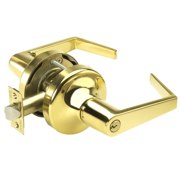 Yale Grade 2 Storeroom/Closet Cylindrical Lock, Augusta Lever, Conventional Cylinder, Bright Brass Finish AU5305LN 605 - main
